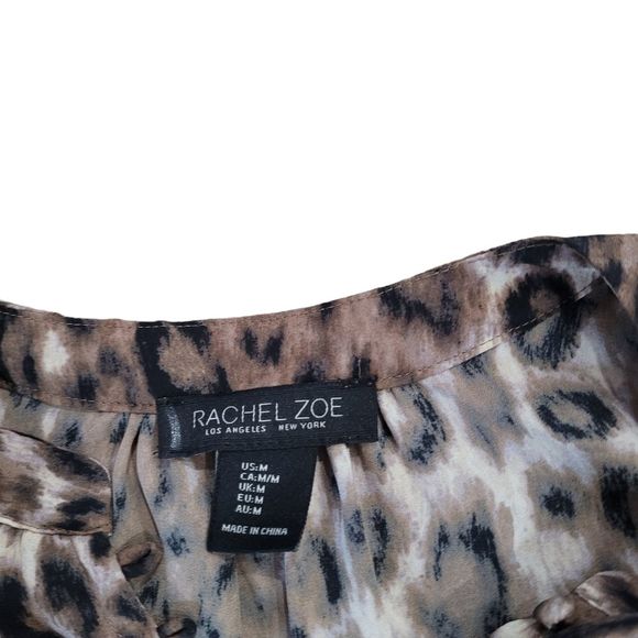 Rachel Zoe Leopard Print Long Sleeve Top Size M - Picture 3 of 5